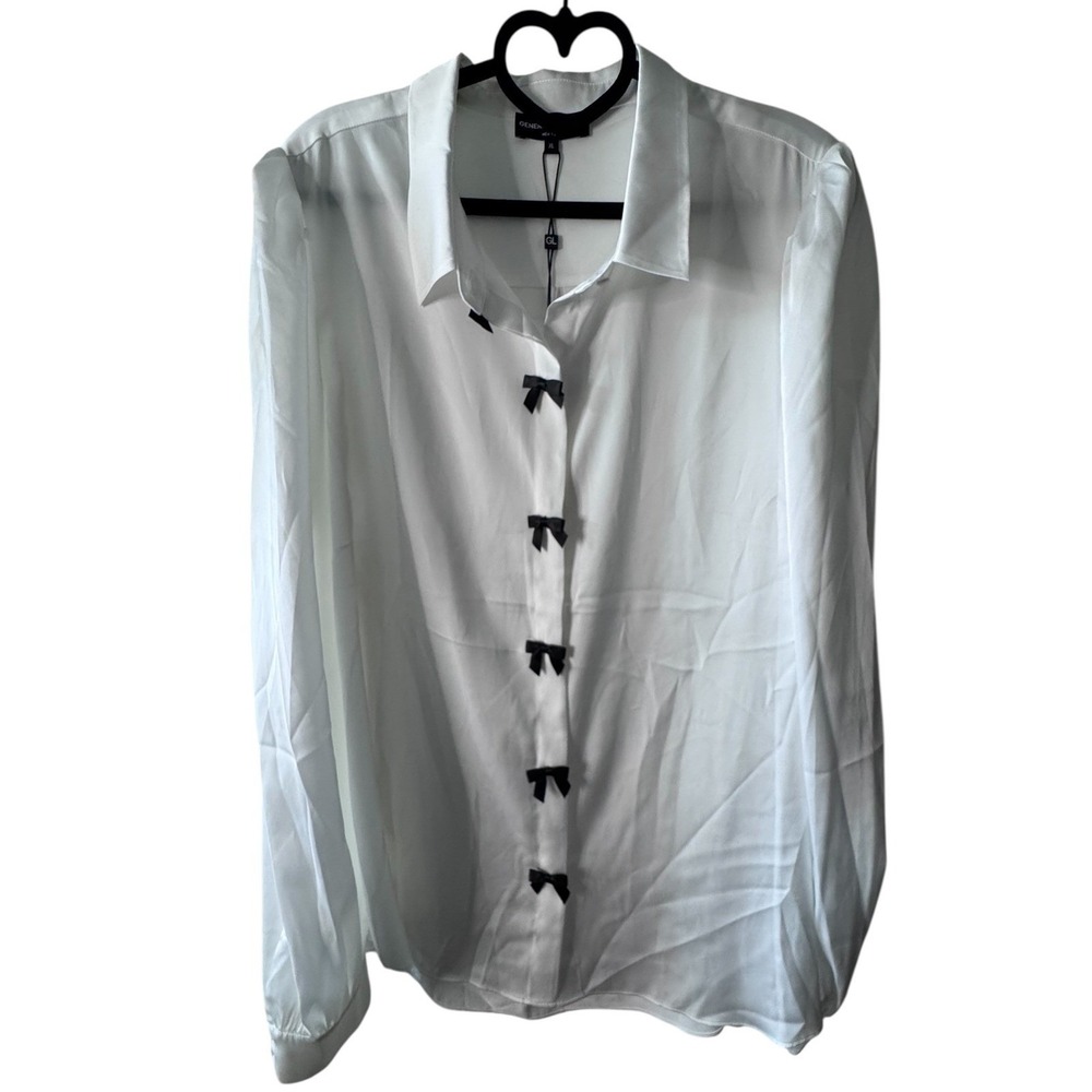 Generation Love‎ Arly Bow Blouse White Black Long Sleeve XL Top NWT (G) - Picture 2 of 11